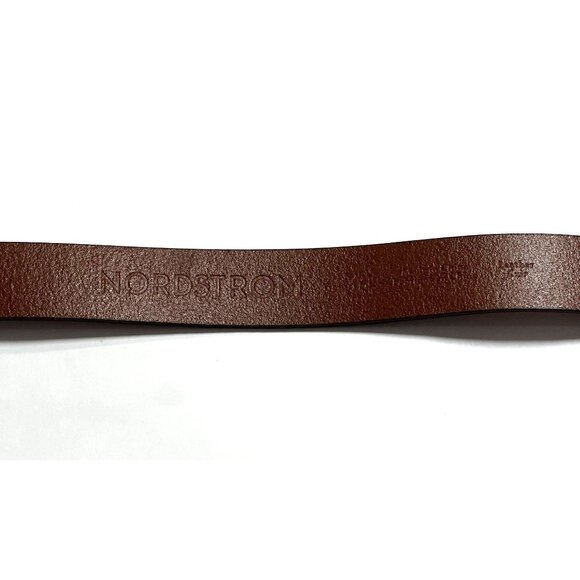 Nordstrom Trouser Fit Leather Belt in Brown with Gold Buckle